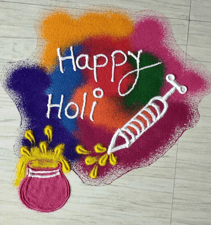 Fine Happy Holi Rangoli