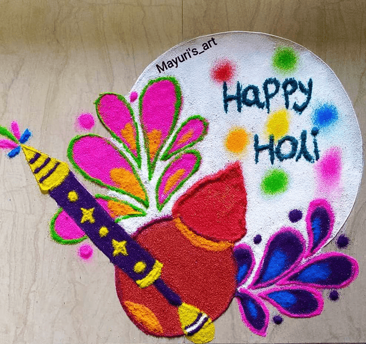 Graceful Happy Holi Rangoli