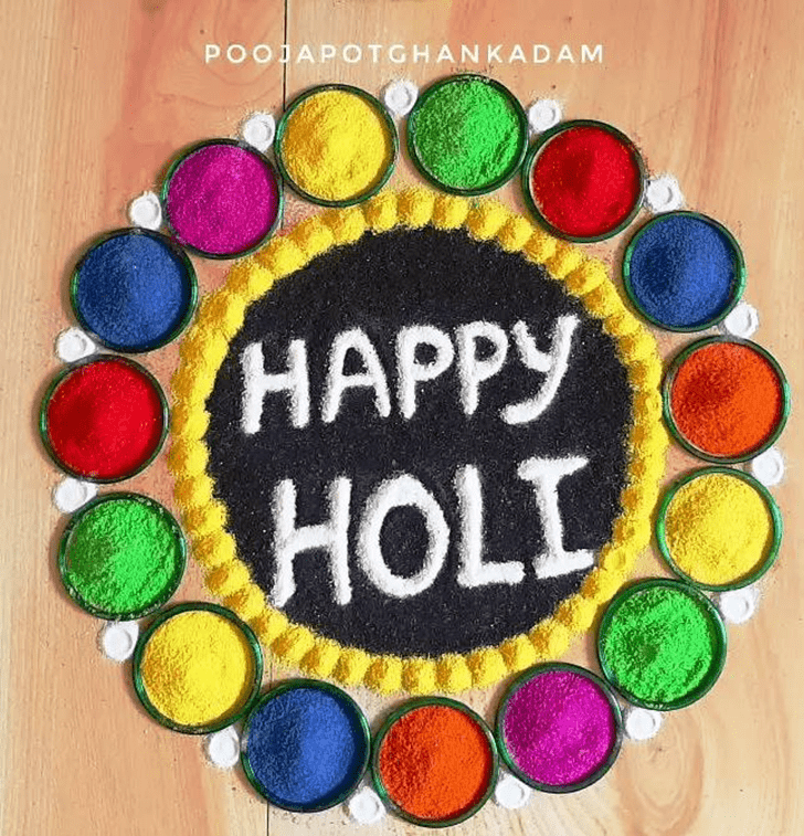 Lovely Happy Holi Rangoli Design