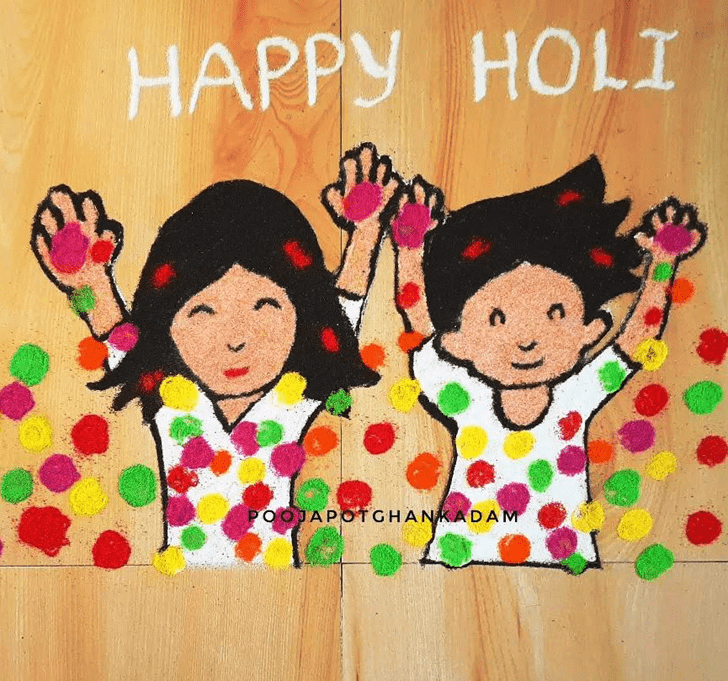 Magnificent Happy Holi Rangoli