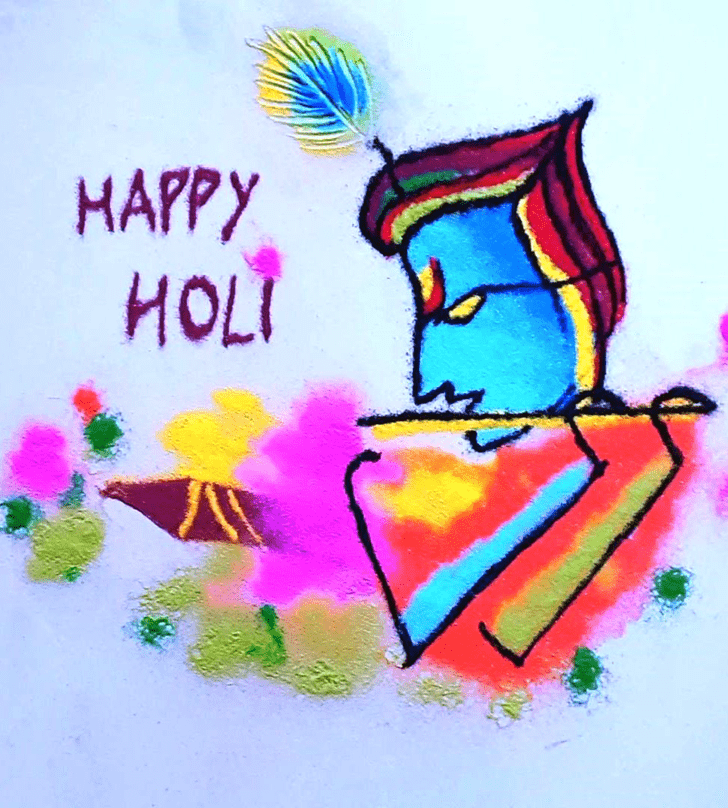 Marvelous Happy Holi Rangoli