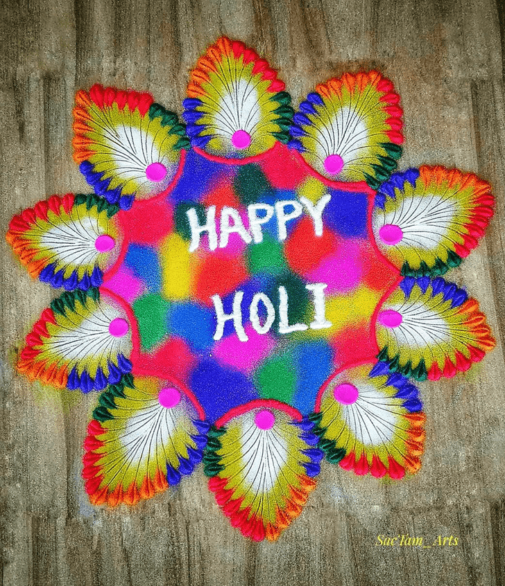 Nice Happy Holi Rangoli