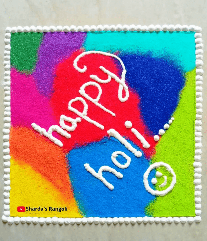 Pleasing Happy Holi Rangoli