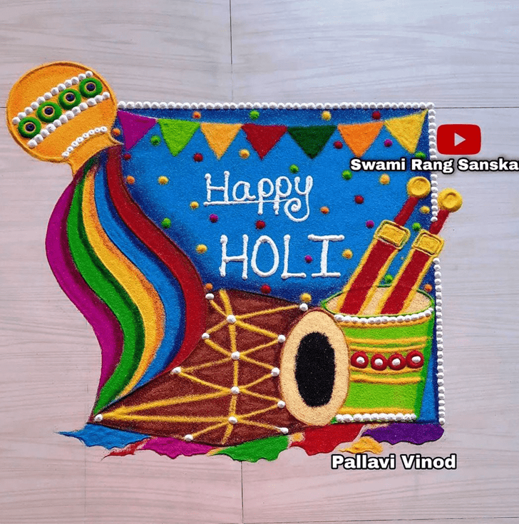 Ravishing Happy Holi Rangoli