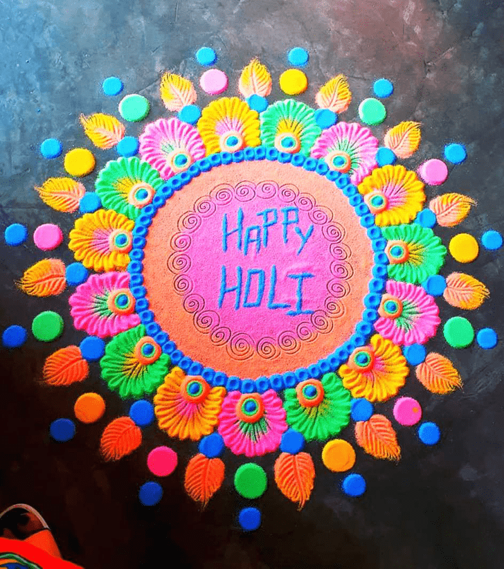 Resplendent Happy Holi Rangoli