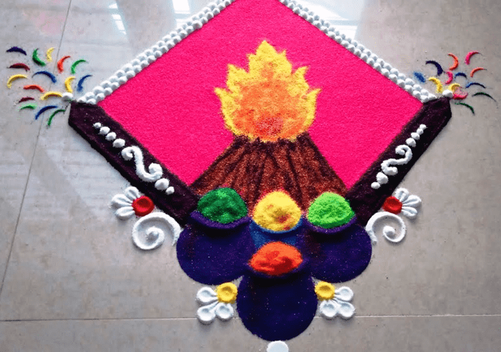 Lovely Holika Dahan Rangoli Design