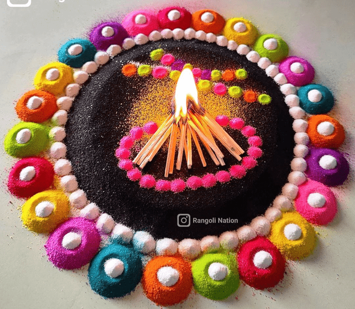 Superb Holika Dahan Rangoli