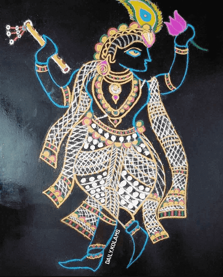 Delicate Janmashtami Rangoli