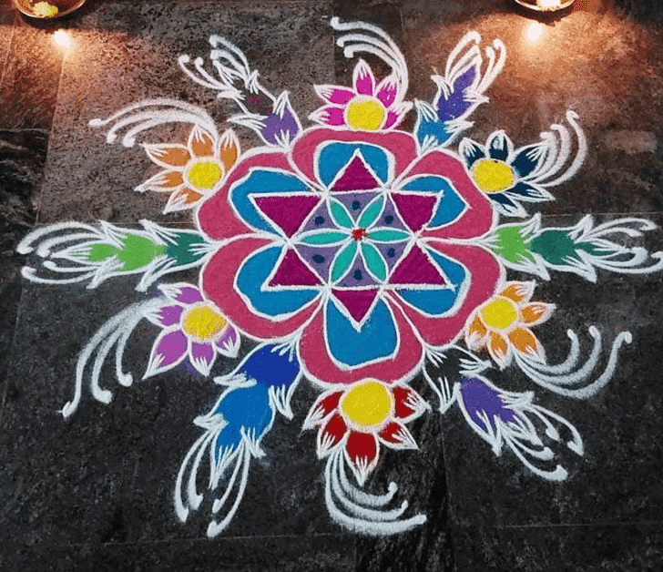 Delicate Kajagara Pooja Rangoli