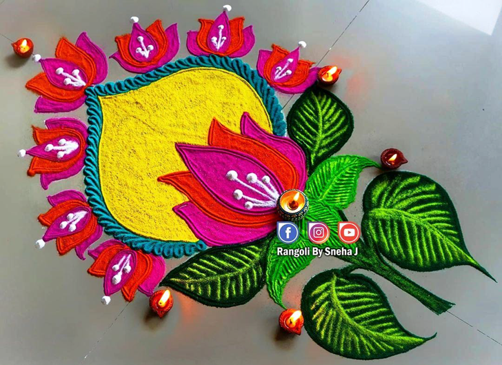 Delightful Kamal Rangoli