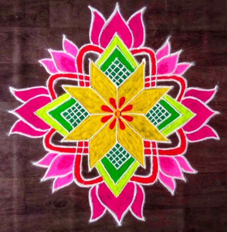 Lovely Kamal Rangoli Design