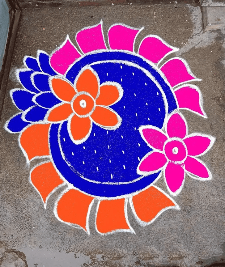 Lovely Kojagara Puja Rangoli Design