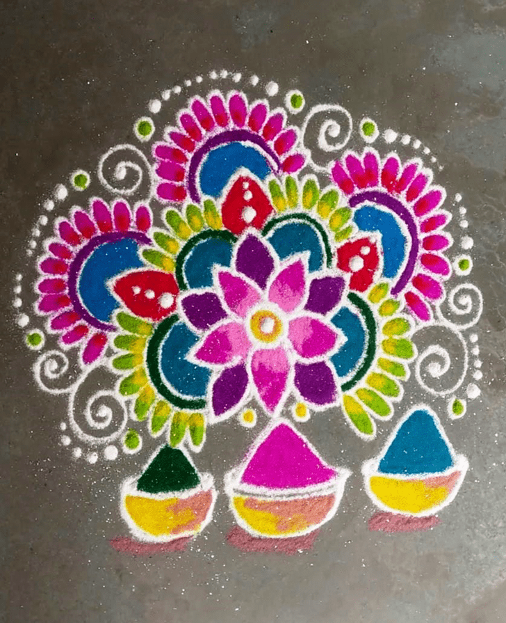 Mesmeric Kojagara Puja Rangoli