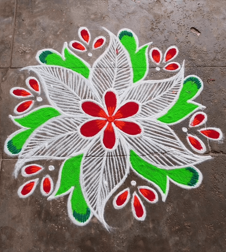 Wonderful Kojagara Puja Rangoli Design