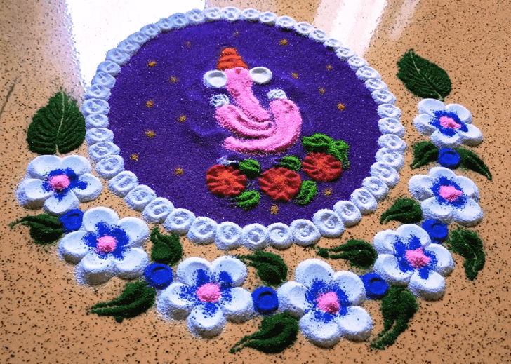 Comely Lord Ganesha Rangoli