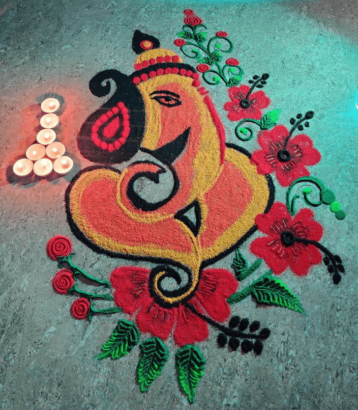 Dazzling Lord Ganesha Rangoli