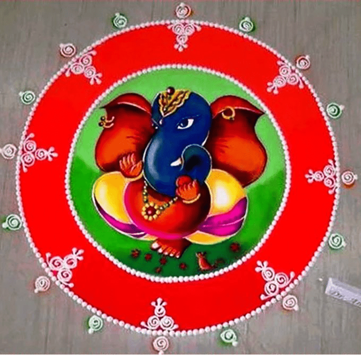 Delicate Lord Ganesha Rangoli