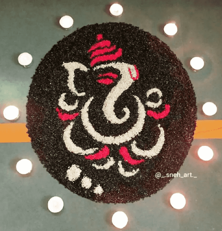 Enticing Lord Ganesha Rangoli