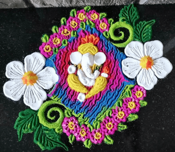 Excellent Lord Ganesha Rangoli