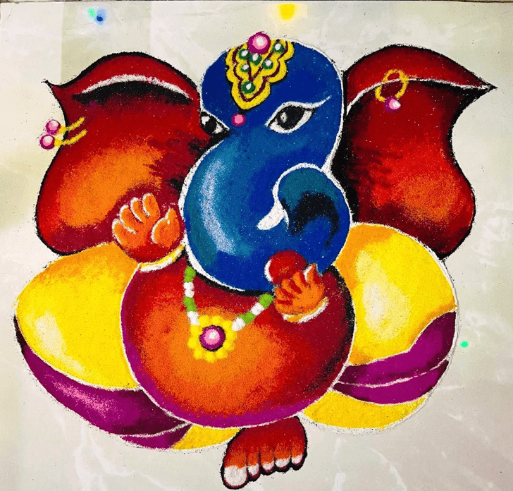 Fascinating Lord Ganesha Rangoli