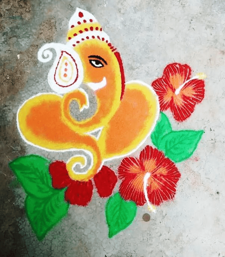 Fine Lord Ganesha Rangoli