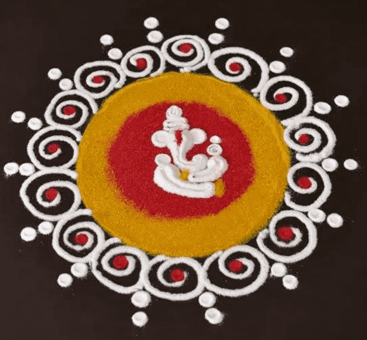 Good Looking Lord Ganesha Rangoli