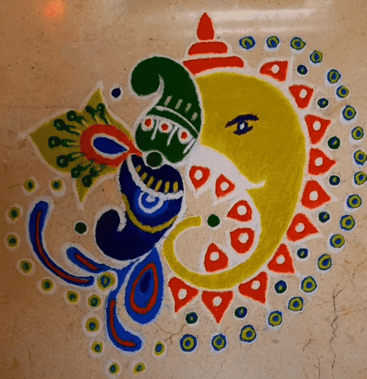 Graceful Lord Ganesha Rangoli