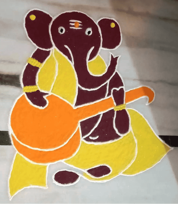 Awesome Lord Ganesha Rangoli