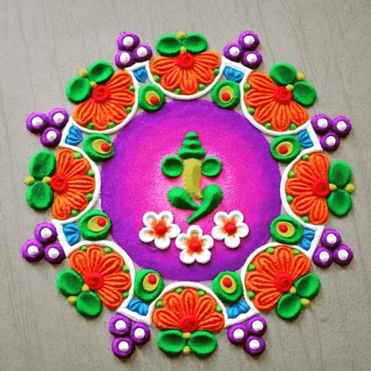 Lovely Lord Ganesha Rangoli Design