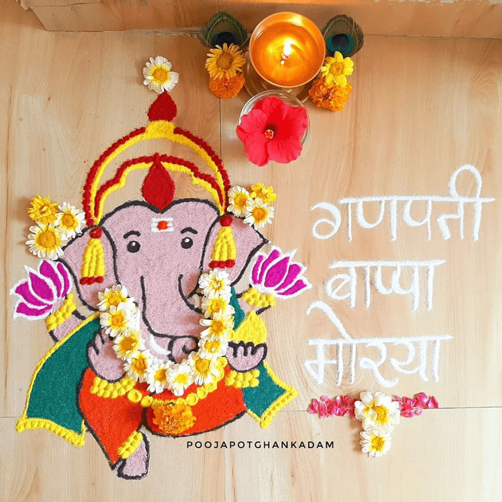 Pleasing Lord Ganesha Rangoli