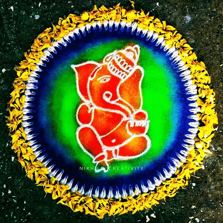 Pretty Lord Ganesha Rangoli