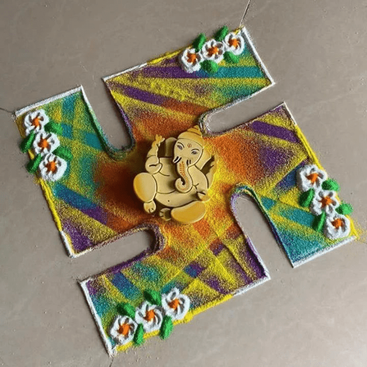 Radiant Lord Ganesha Rangoli