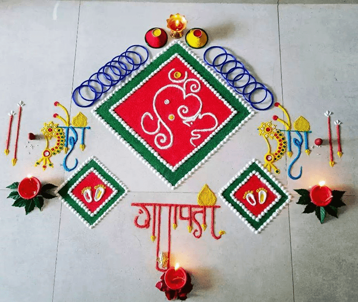 Ravishing Lord Ganesha Rangoli