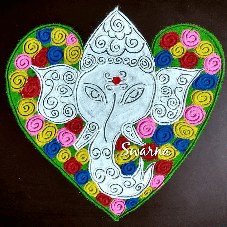 Slightly Lord Ganesha Rangoli