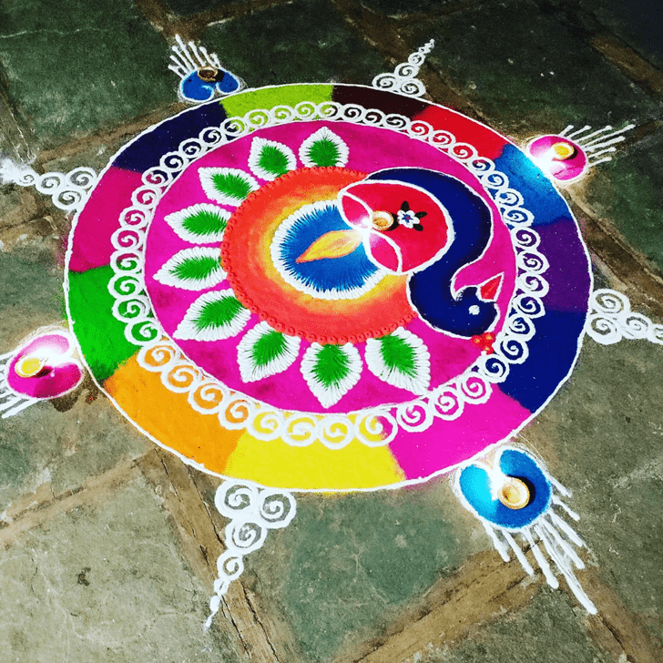 Exquisite Mayur Rangoli