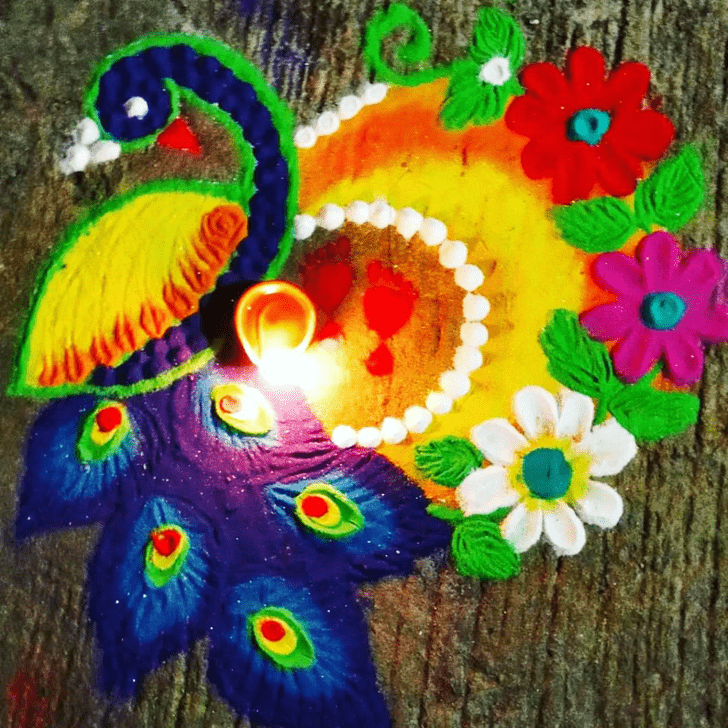 Lovely Mayur Rangoli Design