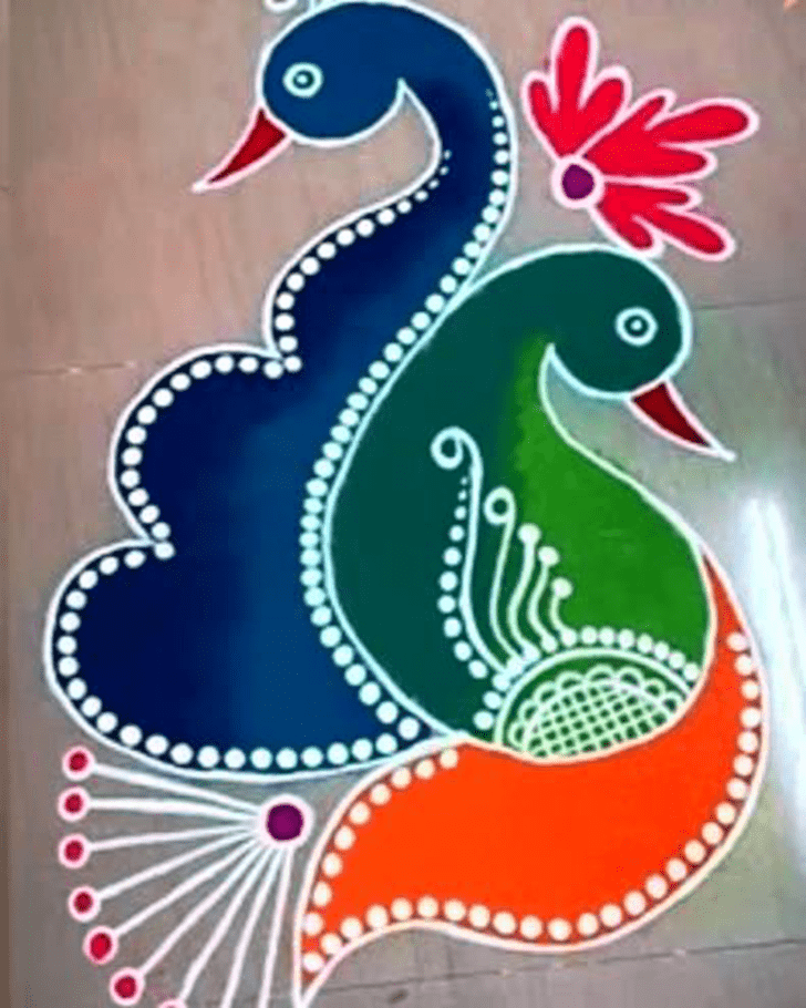 Pretty Mayur Rangoli