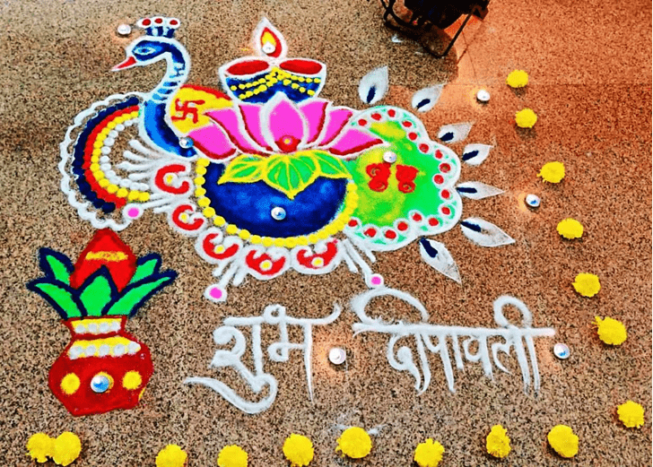 Resplendent Mayur Rangoli