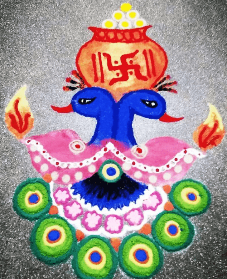 Stunning Mayur Rangoli