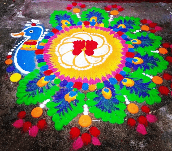 Superb Mayur Rangoli