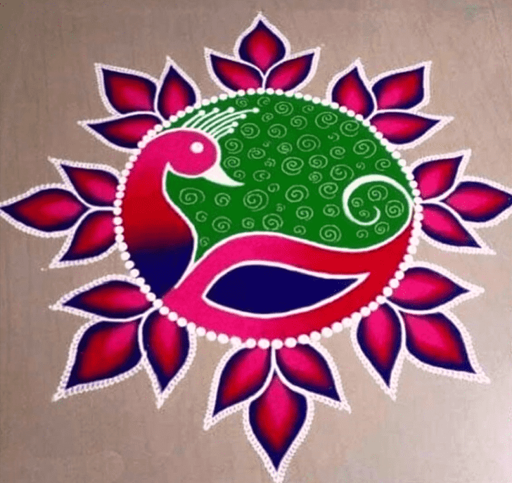 Wonderful Mayur Rangoli Design