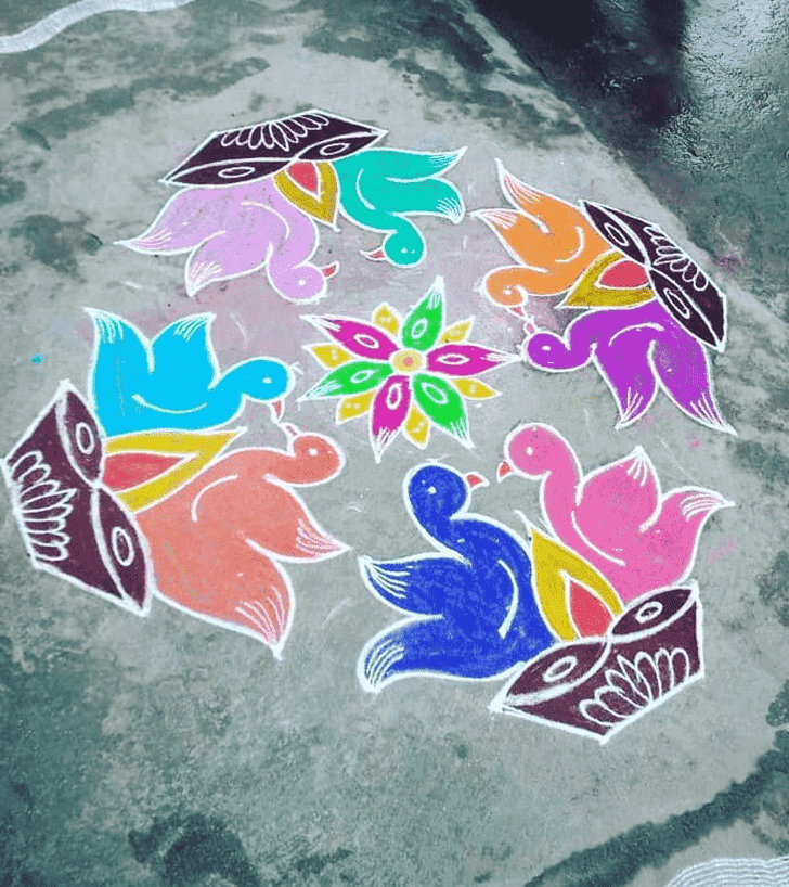 Delicate Mesha Sankranti Rangoli