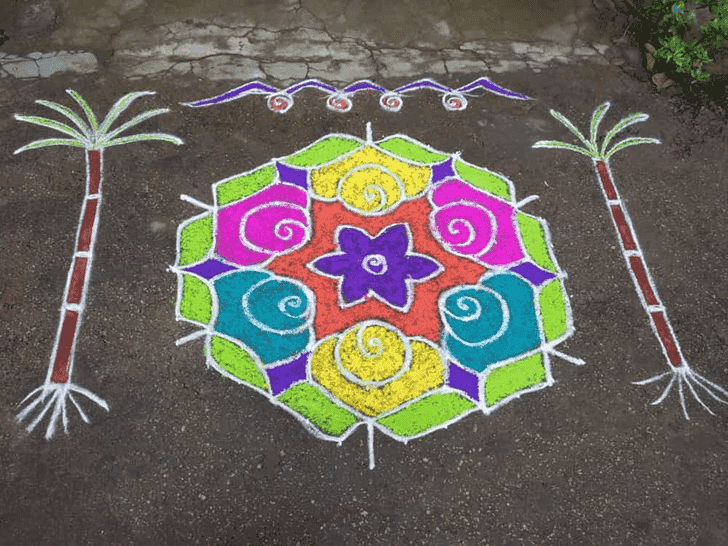 Pretty Mesha Sankranti Rangoli