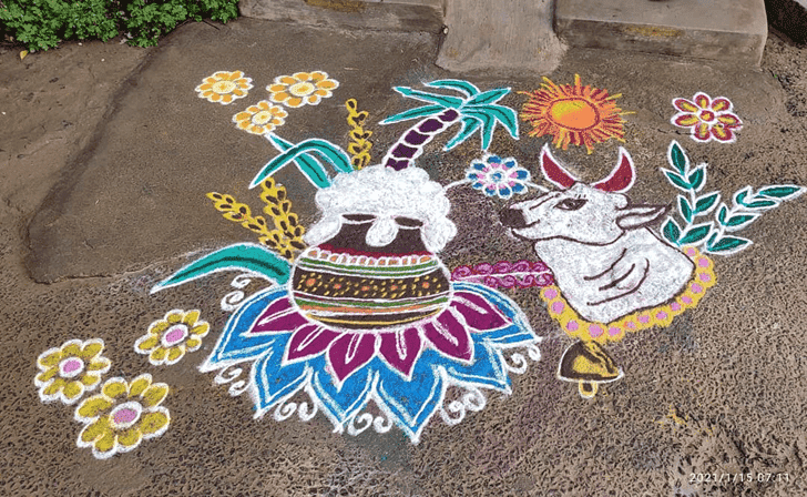 Ravishing Mesha Sankranti Rangoli