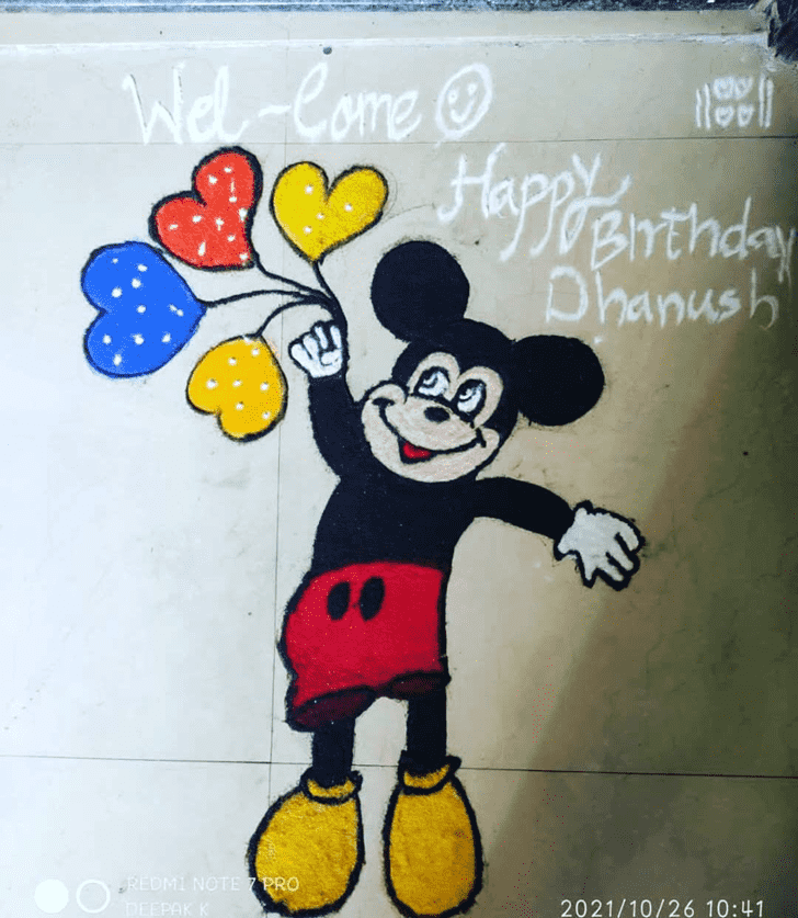 Good Looking Mickey Mouse Rangoli