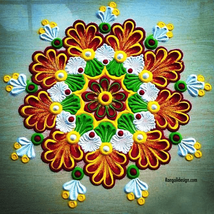 Magnificent Navpatrika Puja Rangoli