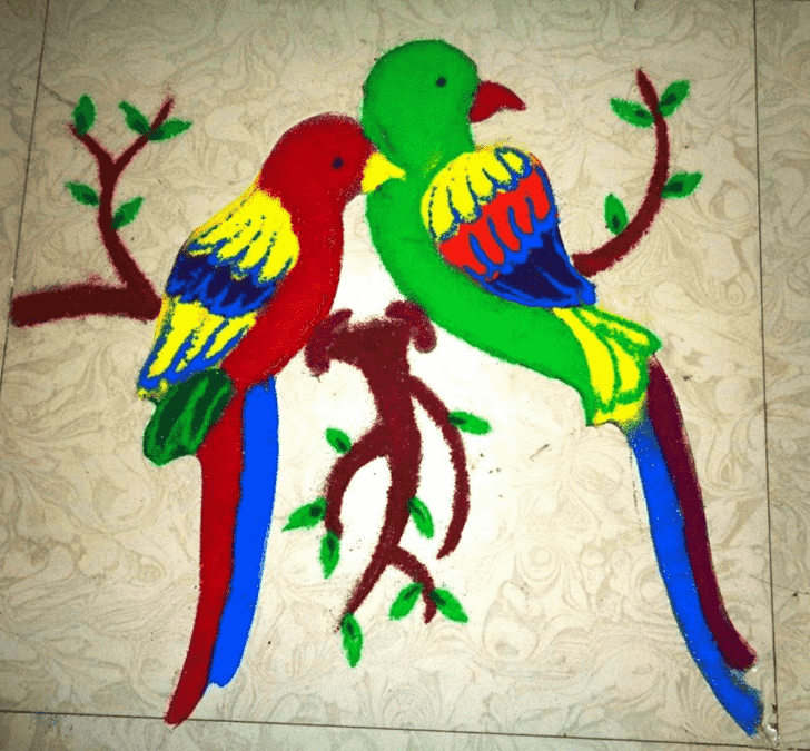 Amazing Parrot Rangoli