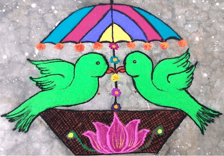 Hard Parrot Rangoli