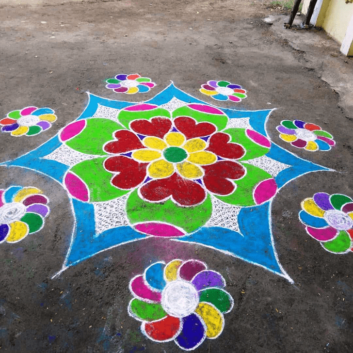 Delicate Paush Purnima Rangoli