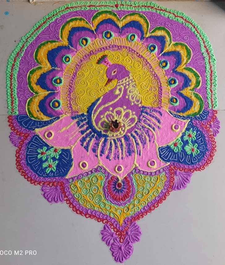Appealing Peacock Rangoli